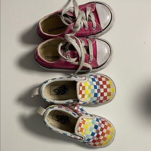 Converse Toddler Hot Pink Canvas Lace-Up Sneakers and Vans slip on shoes